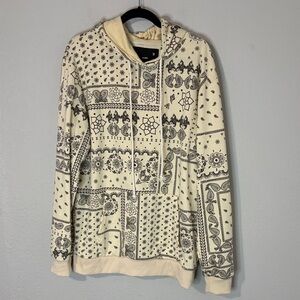 American Stitch Cream Bandana Print Unisex Hoodie Sweatshirt M